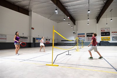 People playing badminton