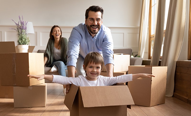 Family moving into a house